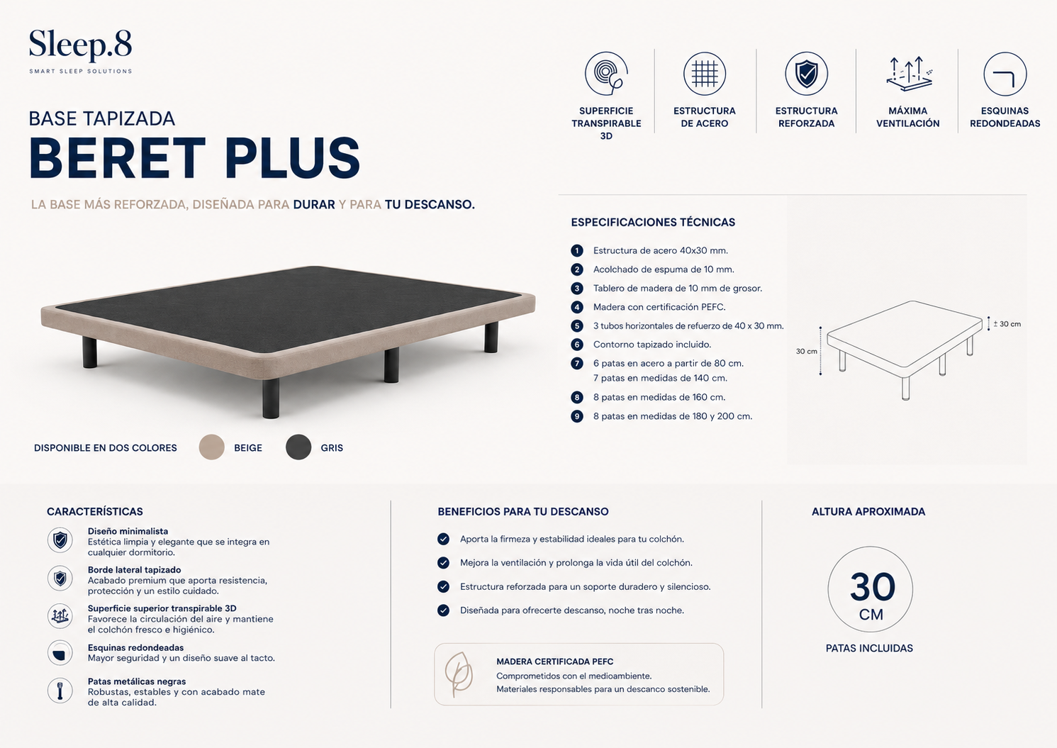 Beret Plus - upholstered base