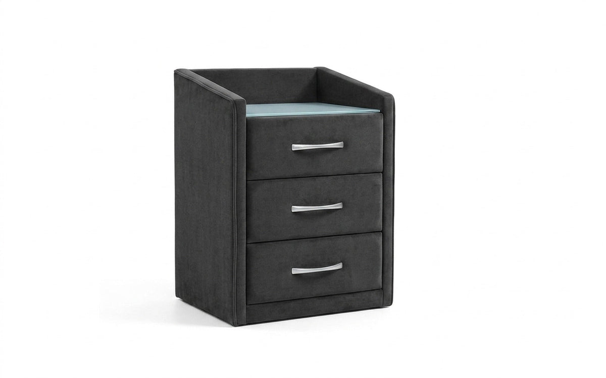 NIGHTSTAND EXP TEFFI Sky Velvet 38 Smart with glass